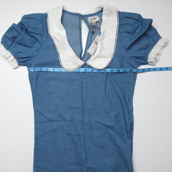 NWT Anthropologie Porridge Short-Sleeve Collared Slim Midi Dress XXS Small Flaw - Picture 6 of 14